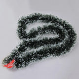 Christmas Dark Green Tinsel Garland with Snow Effect & Bowknot Decor Seasonal Hanging Ornament for Indoor Outdoor 2m WWO66