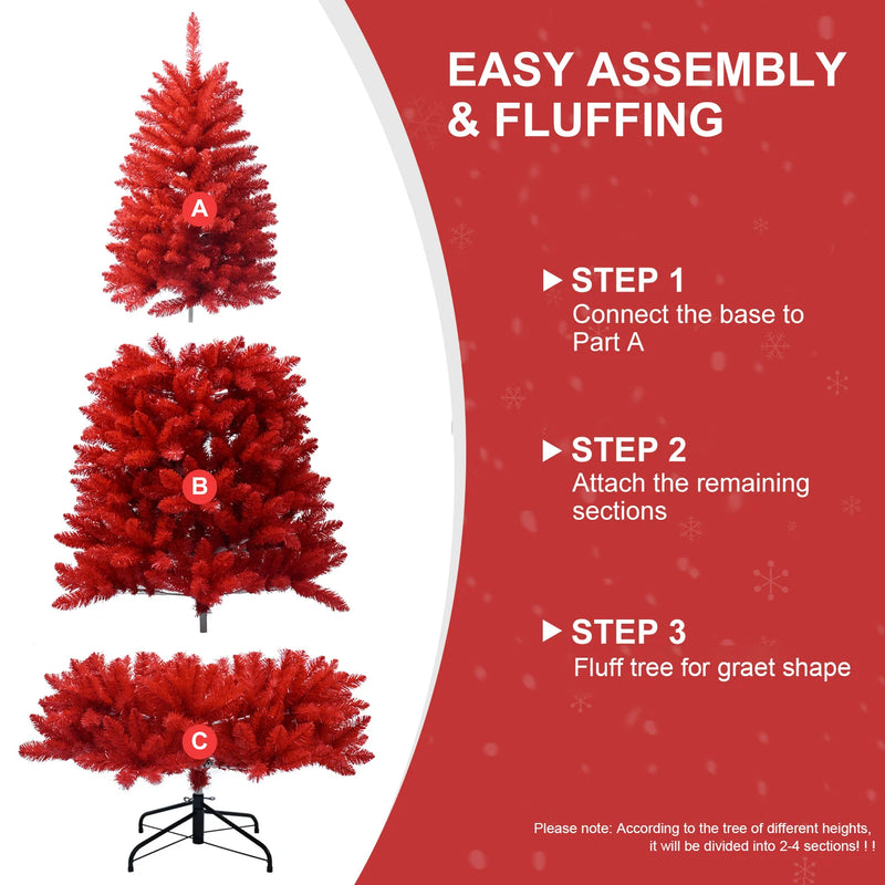 5/6/FT Artificial Christmas Tree PVC Holiday Decoration Xmas Tree with Sturdy Metal Stand and 860 Branch Tips for Home