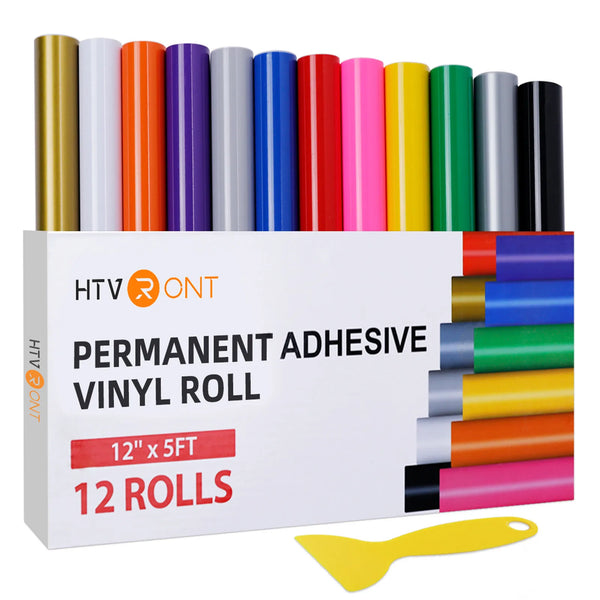 HTVRONT 8/12pcs 12X5ft Multi Color Permanent Adhesive Vinyl Rolls for Craft DIY Cup Glass Phone Case Decor Christmas Gift