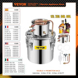 VEVOR 3 5 8 13 Gal Distiller Alambic Moonshine Alcohol Still Stainless Copper DIY Home Brew Water Wine Essential Oil Brewing Kit