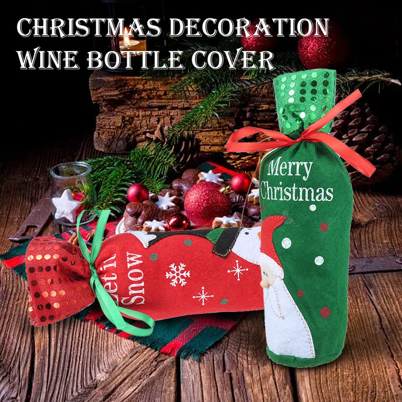 Christmas Wine Bottle Covers Wine Bottle Bags Christmas Decorations Wine Bottle Dress for Christmas Sweater Party Decorations