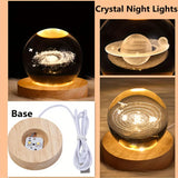 3D Galaxy Crystal Ball Night Light Warm White LED Light Base Living Room Bedroom Home decoration lamp Halloween Christmas lights