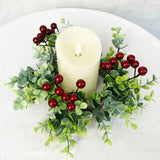 Artificial Simulation Garland Candle Ring Eucalyptus Garland On Christmas Red Fruit Garland Table Party Decoration Flowers