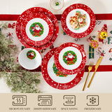 VEWEET 12/16/18/30PCS Christmas Dinnerware Set SantaClaus Style Plates Dinner Set with Dinner Plate/Dessert/Soup Plate/Mug