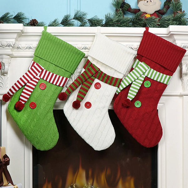 Christmas Knitted Scarf Socks Gift Bag Large Socks Decoration Gift Bag Christmas Tree Pendant Holiday Decoration Socks Gift Bag