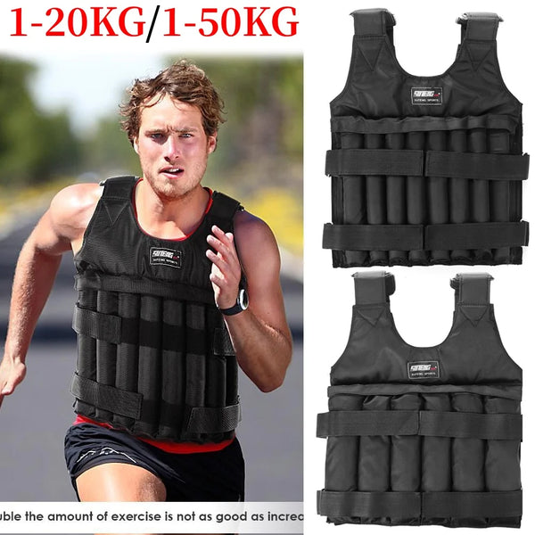 Durable Loading Weighted Vest 50kg Adjustable Weight Training Exercise Waistcoat Jacket Sand Clothing Boxing Fitness Equipment