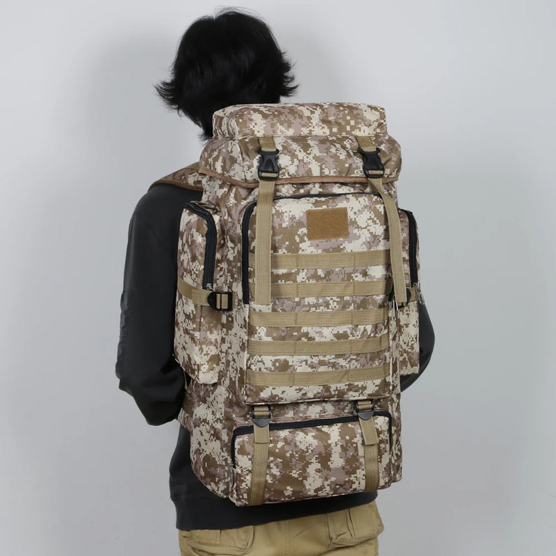 Large Capacity Hiking Backpack Outdoor Camping Rucksack Canvas Trekking Backpack