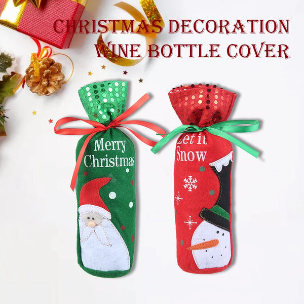 Christmas Wine Bottle Covers Wine Bottle Bags Christmas Decorations Wine Bottle Dress for Christmas Sweater Party Decorations