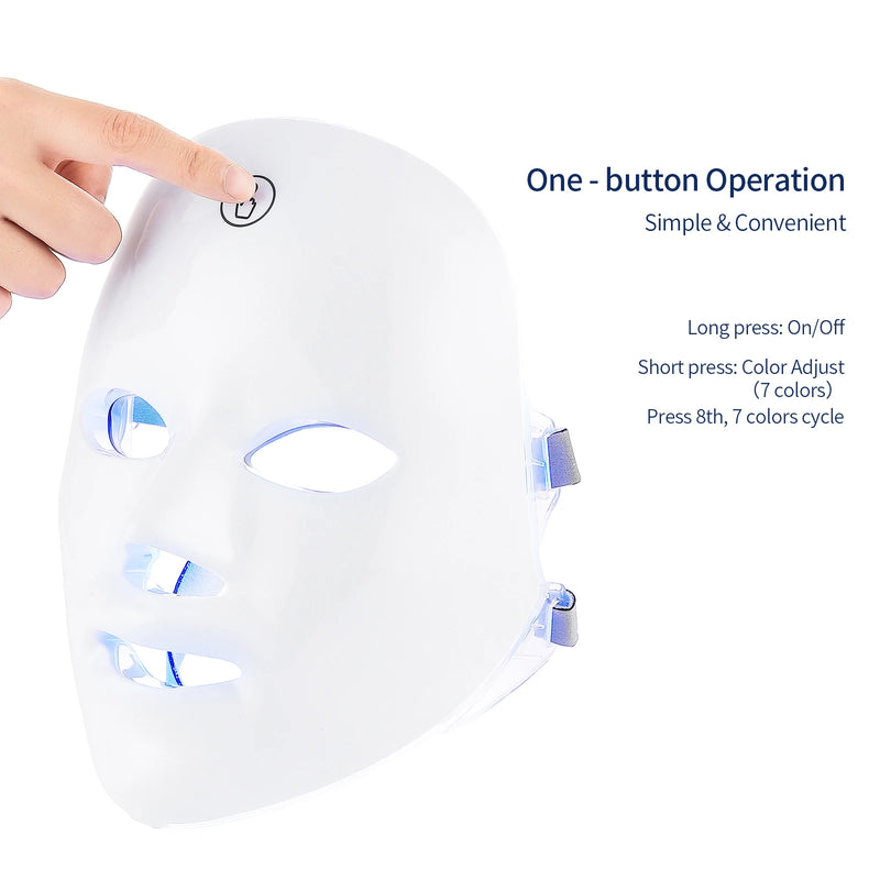 USB Charge 7Colors LED Facial Mask Photon Therapy Skin Rejuvenation Anti Acne Wrinkle Removal Skin Care Mask Skin Brightening