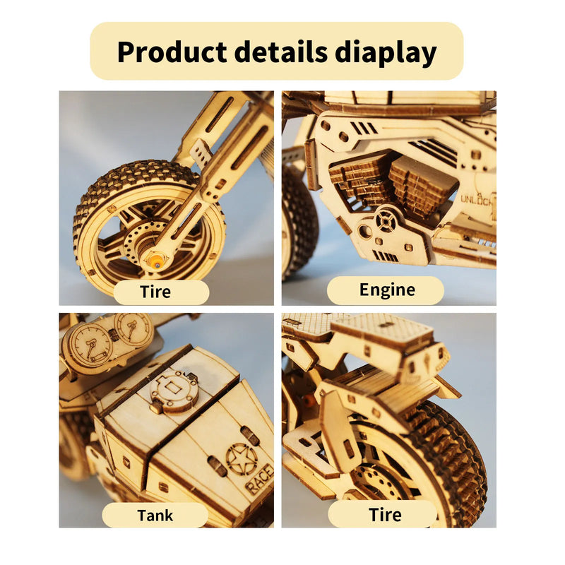 3D Wooden Puzzle Motorcycle Model Kits To Build Wooden Construction Handmade Craft Unique Gift Christmas