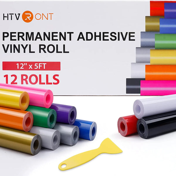 HTVRONT 8/12pcs 12X5ft Multi Color Permanent Adhesive Vinyl Rolls for Craft DIY Cup Glass Phone Case Decor Christmas Gift