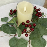 Artificial Simulation Garland Candle Ring Eucalyptus Garland On Christmas Red Fruit Garland Table Party Decoration Flowers