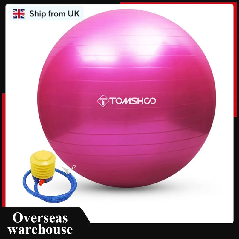 TOMSHOO 65cm/75cm Anti-burst Yoga Ball Stability Balance Ball Pilates Barre Physical Fitness Exercise Ball with Air Pump