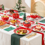 VEWEET 12/24 Piece  Ceramic Plate Set SantaClaus Style Christmas Tableware Ser with 4/8PCS Dinner Plate/Dessert/Bowl For 4/8