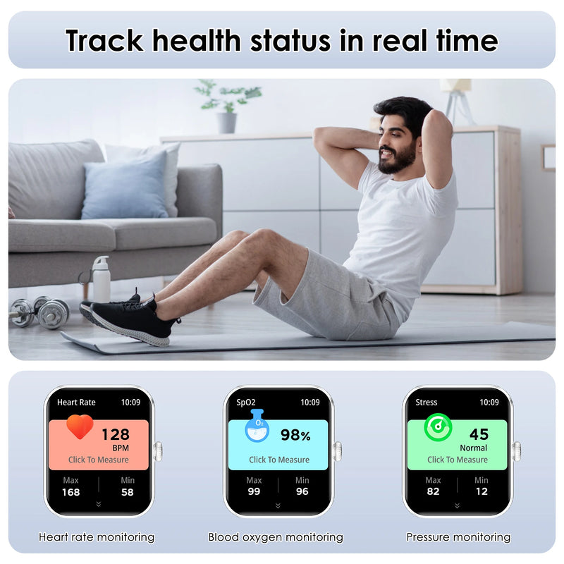 Blackview Smart Watch Bluetooth Calling 1.85” Full Touch HD Screen Smartwatch 100+ Sports Fitness Tracking with Voice Assistant