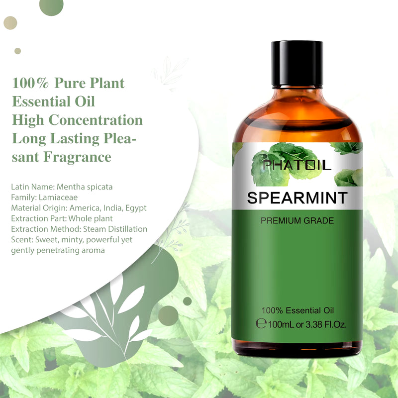 100ML Spearmint Pure Natural Rose Essential Oils for Humidifier Diffuser Spa Massage Clove Bud Oregano Helichrysum